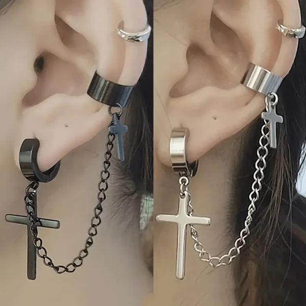 Arete Doble Color Negro