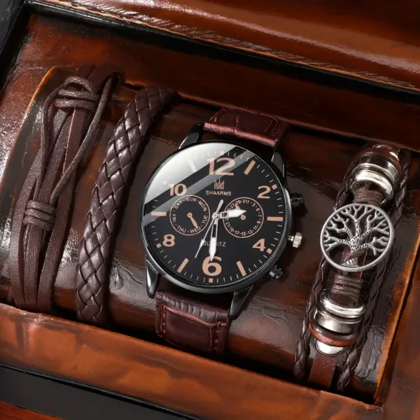 1 juego de 4 piezas, reloj de cuarzo y pulsera con esfera pequeña, sencillo y elegante para hombre, regalo para él